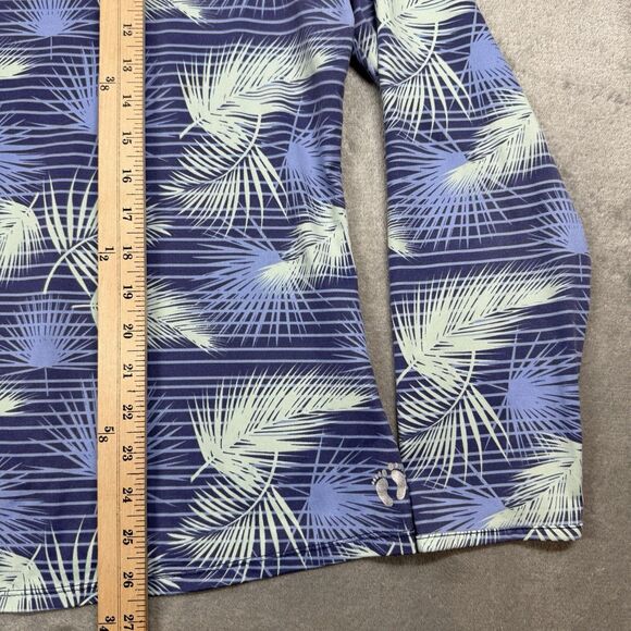 Hang Ten Shirt Women's 2XL Blue Palm Stripe Sun Protect Long Sleeve Rash Guard - Picture 5 of 8